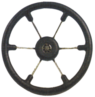 Allpa 6-Spoke Wheel 'Leader Tanegum' Stainless Steel With Black Polyurethane Rim, Ø370mm, Depth 100mm