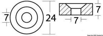 Mercury 823913 & Tohatsu 369-60218-1 Magnesium Washer Anode 24x7 mm - Osculati 43.239.15