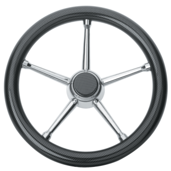 Allpa 5-Spoke Wheel 'Model 18' Stainless Steel Black Carbonlook Rim, Ø350mm, Depth 60mm