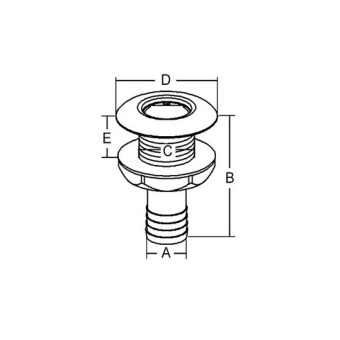 Foresti & Suardi Chromed Brass Through Hull With Hose Connection 1/2"