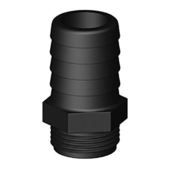 Trudesign 90282 MM Threaded / Barbed Hose Fitting - 32mm - 1'' - BSP - Black