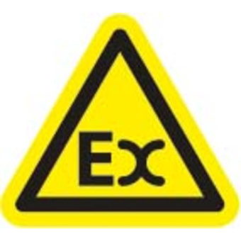 Marine Ex (ATEX) Explosive Atmosphere Warning Sticker, Soft PVC, Triangular 50×50×50 mm