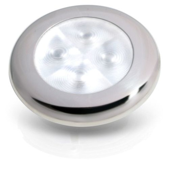 Hella Marine 2XT 980 501-091 - Slim Line Round Courtesy Lamps, White Light, Satin Stainless Steel Rim, 24V DC