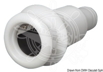 Osculati Long Nylon/Fiberglass Skin Fitting with Hose Connector and Check Valve – 38-52 mm Hose Tail
