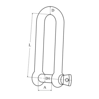 Hollex D-Shackle Long Forged 6mm With Threaded Eye Bolt Stainless Steel 316