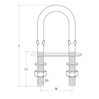 Hollex U-Bolt/Stud M6x90mm Stainless Steel 316