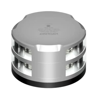 Lopolight 201-012ST-FB - Navigation Light 2NM 360° White, Double, Silver w/FB Base