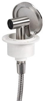 Osculati Classic Evo Stainless Steel Door Boat Shower with Tiger Stainless Steel Shower Head Ø95 mm with White Nylon Hose 4 meter - 15.163.91