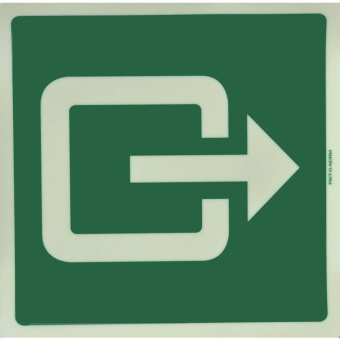 Marine Exit Direction Symbol Sticker, Right-Pointing Arrow, Soft PVC, Luminescent