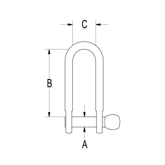 Ronstan RF622 Stainless Steel Long D Shackle, 3/16" Pin, Coined Head