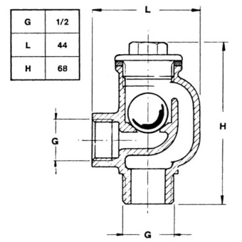 Allpa Brass Siphon Break Valve, 1/2", Inner- & Outer Thread