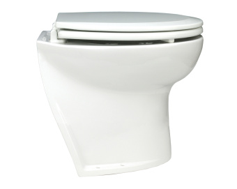 Jabsco 58260-3012 - Deluxe 14" Electric Toilet 12V, Angled With Flush Pump, Soft Closing