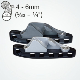 Clamcleat CL827-17 Aero Cleats with CL217 Mk1 Side-Entry Starboard for 4–6 mm Rope