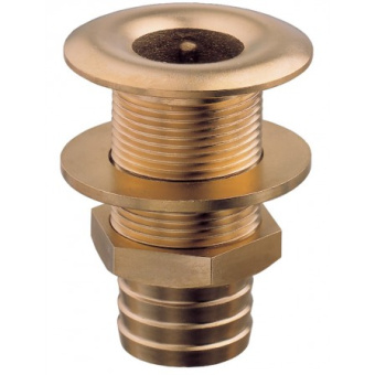 Guidi Thru-Hull Connection with Hose Adaptor, Yellow Brass, BSPP Thread