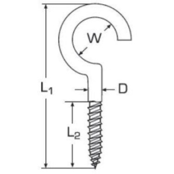 Round Screw Hook A2 ø3,5 - 50mm