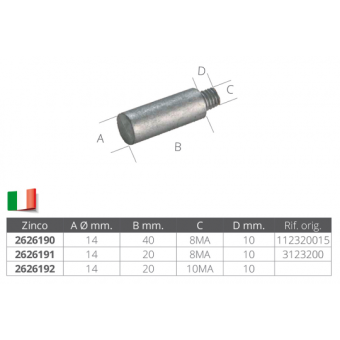 E. Polipodio VM Heat Exchangers Anodes 14 X 48 mm