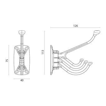 Foresti & Suardi 205B.C -  Quadruple Coat Hook Chrome 115x40x125 mm Blister