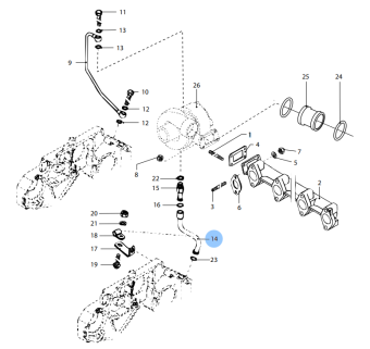 Vetus VD20752 - Return Line Oil Turbo DT(A)44