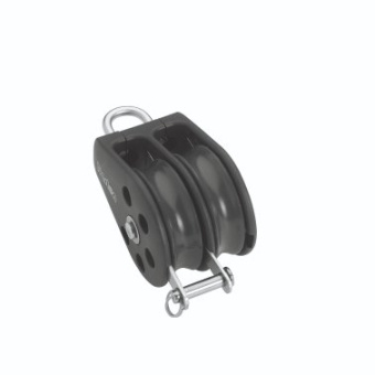 Barton N03211 - Double Fixed Eye Block with Becket Size 3 45mm – Plain Bearing, 2x Ø45mm Sheaves, Max Rope 10mm