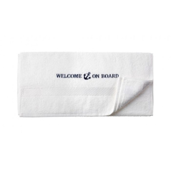 Captain's Collection Towel Welcome On Board Embroidered 50 x 100 cm White