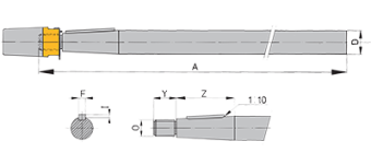 Vetus SA302000A - Propeller Shaft Ø 30 mm, Length 2000 mm, Cone 25 mm, incl. Nut with Zinc Anode