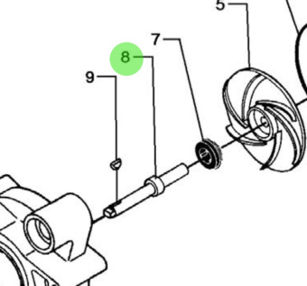 Bukh 000E5283 - Circulation Pump Shaft for DV36 and DV48 Engines