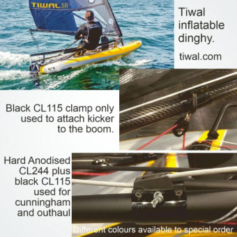 Clamcleat CL244 Aluminium Boom Cleat & Clamp Set for Windsurf Booms, Flag Poles & Tubes