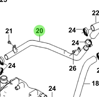 Bukh 00100-5S113 - Lower Coolant Pipe for S270J Engines