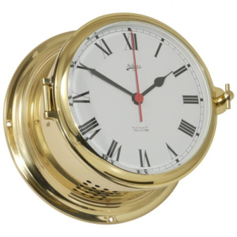 Schatz Clock Quartz Royal Polished Brass Ø180 mm Roman Numerals With Glass Strike