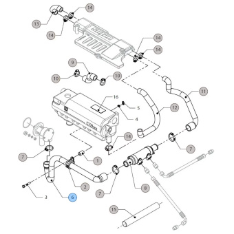 Vetus 08-01432 - Hose from Seawater Pump to Oil Cooler M4.56