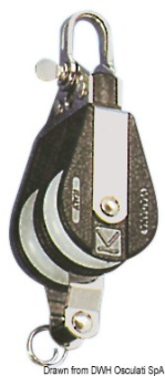 Viadana Plastinox Double Block with Becket and Shackle Head for Rope up to 8-12 mm, 34-56 mm Sheaves