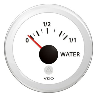 VDO A2C59514192 - Fresh water Gauge (resistive) 0 - 1/2 - 1/1, White ViewLine 52 mm
