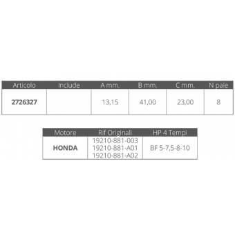 Finnord Honda 4T 5-7.5-8-10 HP Impeller