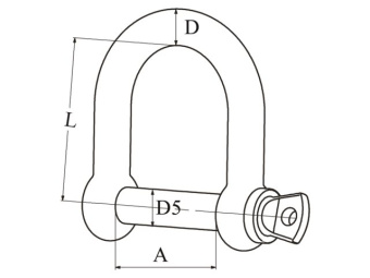 Talamex SS AISI 316 Stainless Steel Forged D-Shackle Wide Pin 8 mm