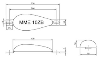 MME Hull/Rudder Anode Zinc MME10ZB