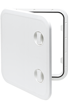 Allpa Plastic Hatch, 513x458mm, 2x Handle, 180°, White