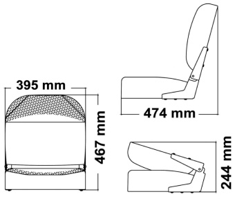 Osculati 48.404.01 - Seat with foldable back white vinyl cushion
