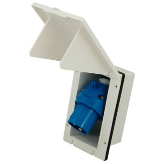 Bals Flush-mounting Caravan Appliance Inlet - Housing Dimensions 163x102 White Pivotable Plug 230V - 16A