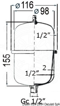 Osculati 16.126.01 - Accumulator Tank F. Fresh With Pump/Water Heater 1 l