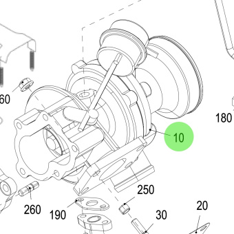 Steyr Z026153-0 - Turbocharger Assembly for SE156E26 and SE126E25 Engines