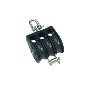 Barton N11331 - Triple Swivel Block with Becket Size 1 30mm – Ball Bearing, 3x Ø30mm Sheaves, Max Rope 8mm