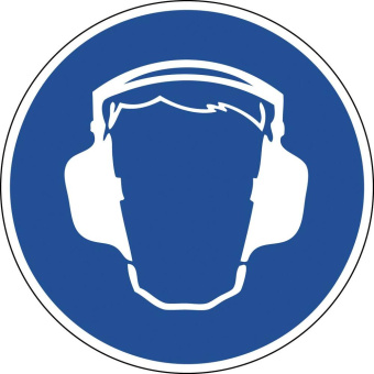 Marine Hearing Protection Must Be Worn Safety Sticker, Earmuff Symbol, Soft PVC