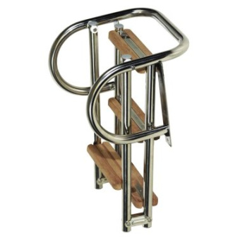 Stainless Steel Platform Ladder - 4 Wooden Steps