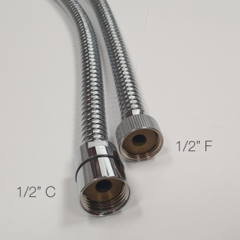 Barka 03.70.21232 - Heavy Duty Chrome Brass Shower Hose 1/2"F - 1/2"C 2 m