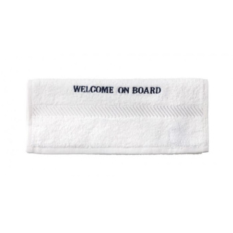Captain's Collection Guest Towel Welcome On Board Embroidered 30 x 50 cm White