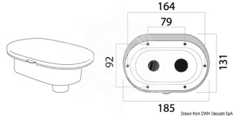 Osculati 15.240.01 - Oval Shower Box White PVC Hose 2.5 m Rear Outlet Rear Shower Outlet