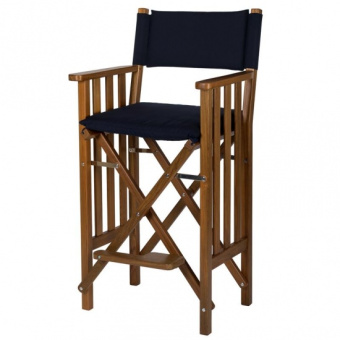 High Teak Folding Director's Chair Navy Deluxe II