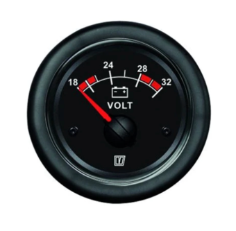 Vetus VLT12B - Voltmeter, Black, 12V (10-16 V), Cut-out Size Ø 52 mm