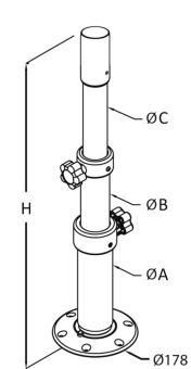 Osculati 48.417.67 - Thread Lock Alu Table Pedestal 3 Steps 450/775 mm