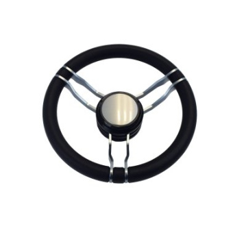 Gussi Italia 3TNO3571SX Tino Steering Wheel - Black - 6 Chrome Spokes - Ø350 mm